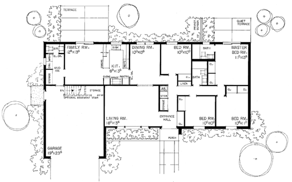 House Blueprint - Ranch Floor Plan - Main Floor Plan #72-566