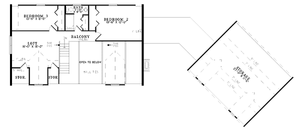 Home Plan - Floor Plan - Upper Floor for Log House Plan #17-2945 - 3 bed, 2.5 bath
