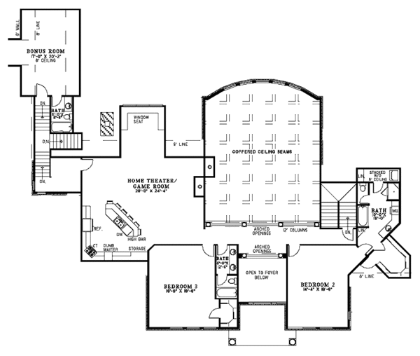Home Plan - Traditional Floor Plan - Upper Floor Plan #17-2784