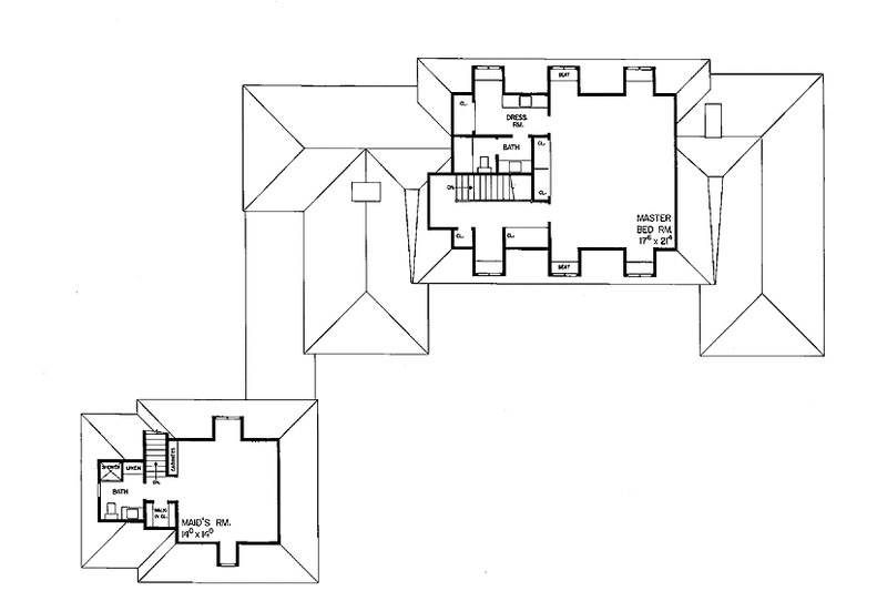 House Blueprint - Floor Plan - Upper Floor for Country House Plan #72-579 - 4 bed, 3 bath