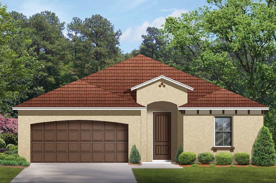 Exterior - Front Elevation 3 for Mediterranean House Plan #1058-53 - 3 bed, 2 bath