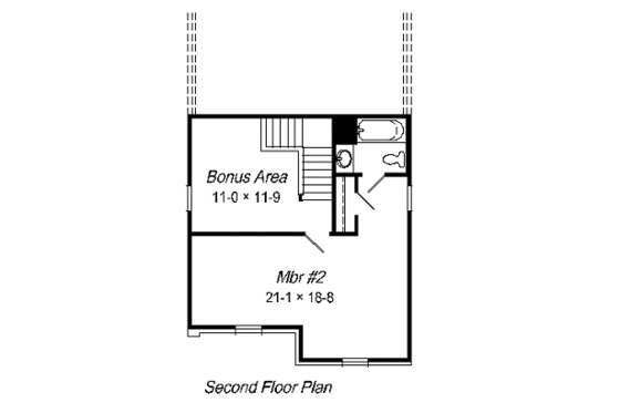 Floor Plan - Upper Floor for European House Plan #329-195 - 4 bed, 3 bath