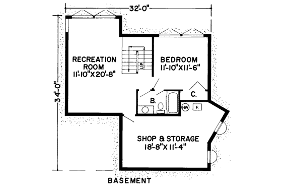 Floor Plan - Lower Floor for Modern House Plan #312-486 - 3 bed, 3 bath