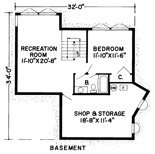 Floor Plan - Lower Floor for Modern House Plan #312-486 - 3 bed, 3 bath