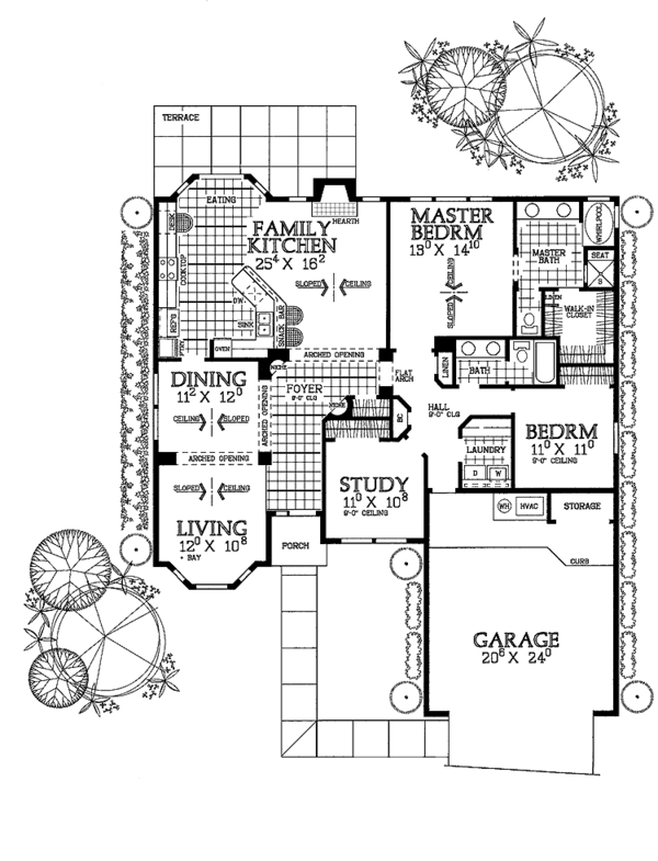 House Plan Design - Mediterranean Floor Plan - Main Floor Plan #72-954