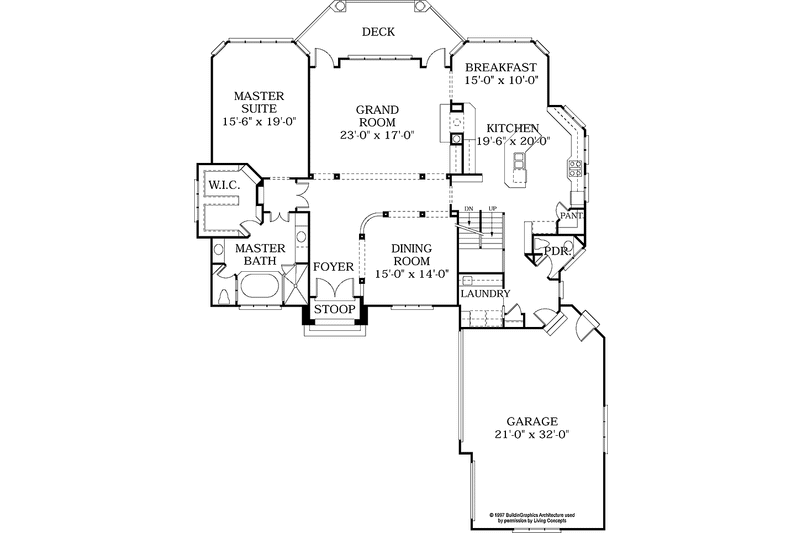 Home Plan - Floor Plan - Main Floor for Prairie House Plan #453-184 - 5 bed, 4.5 bath