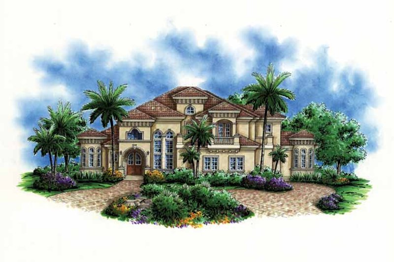 House Blueprint - Mediterranean Exterior - Front Elevation Plan #1017-102