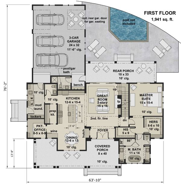 Architectural House Design - Farmhouse Floor Plan - Main Floor Plan #51-1153