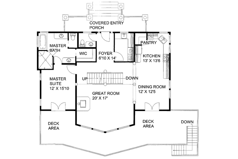 Home Plan - Floor Plan - Main Floor for Cabin House Plan #117-770 - 3 bed, 2.5 bath