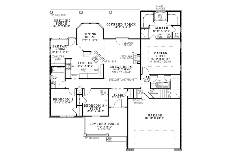 Home Plan - Floor Plan - Main Floor for Traditional House Plan #17-2690 - 3 bed, 2 bath