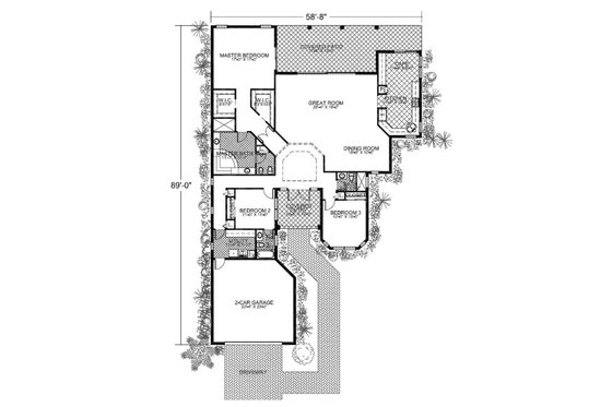Floor Plan - Main Floor for Mediterranean House Plan #420-209 - 3 bed, 3 bath