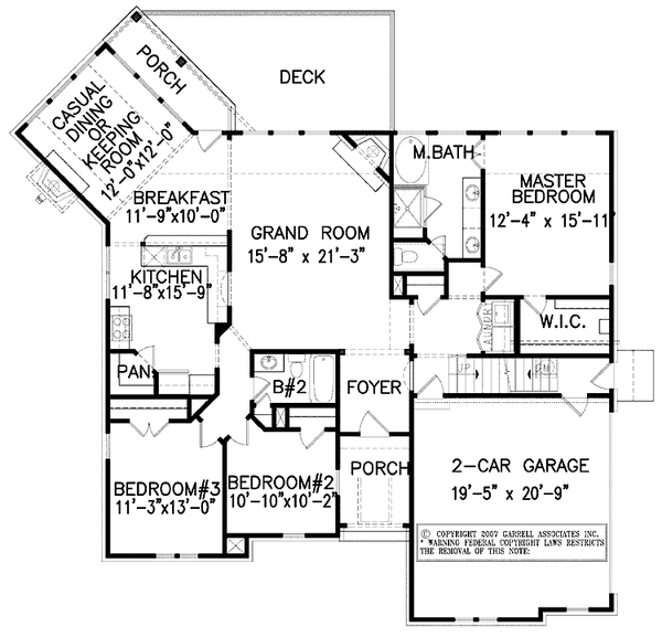 Craftsman Style House Plan - 3 Beds 2 Baths 1775 Sq/Ft Plan #54-262 ...