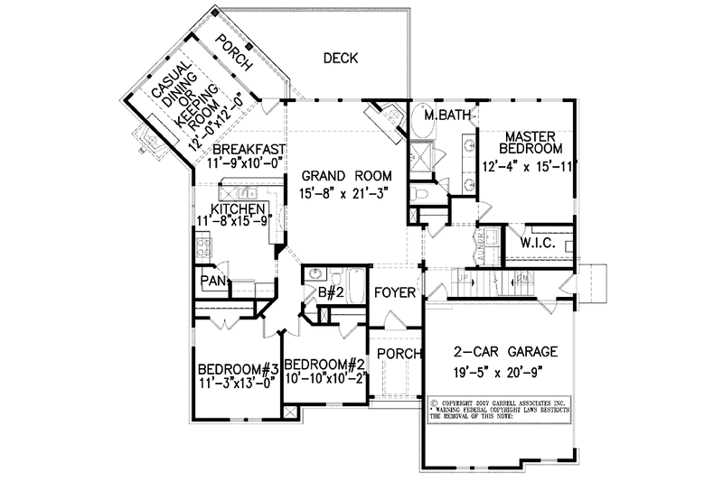 Home Plan - Floor Plan - Main Floor for Craftsman House Plan #54-262 - 3 bed, 2 bath