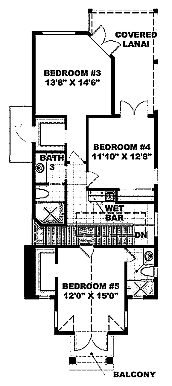 House Design - Mediterranean Floor Plan - Upper Floor Plan #1017-34