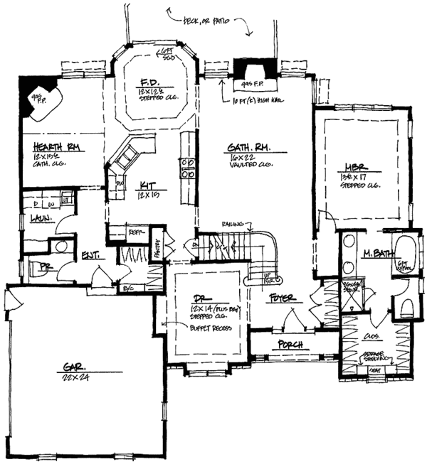 Architectural House Design - Colonial Floor Plan - Main Floor Plan #328-404