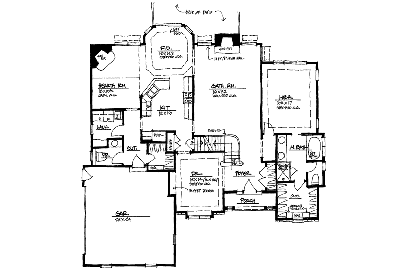 Home Plan - Floor Plan - Main Floor for Colonial House Plan #328-404 - 3 bed, 2.5 bath