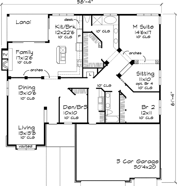 Architectural House Design - Ranch Floor Plan - Main Floor Plan #320-611