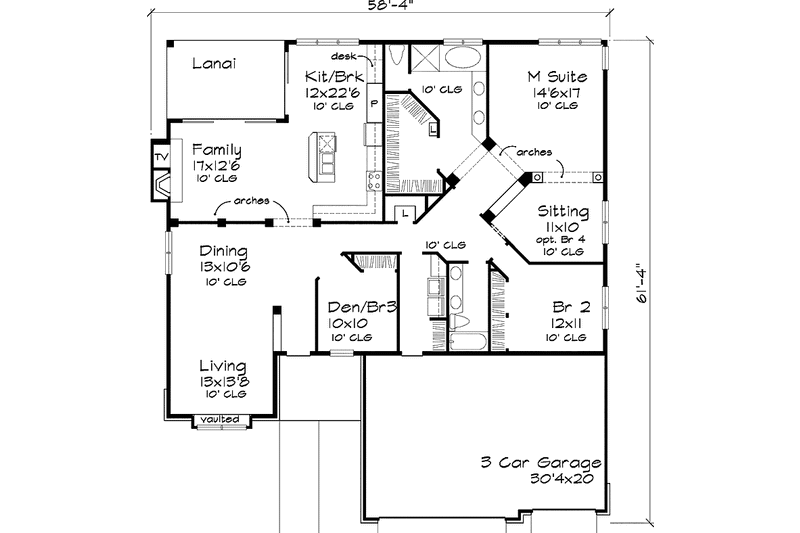 Home Plan - Floor Plan - Main Floor for Ranch House Plan #320-611 - 2 bed, 2 bath
