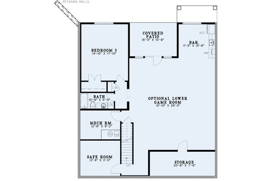Floor Plan - Lower Floor for Craftsman House Plan #17-3429 - 4 bed, 5.5 bath