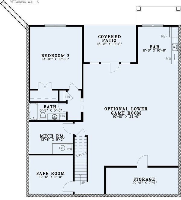 Architectural House Design - Craftsman Floor Plan - Lower Floor Plan #17-3429