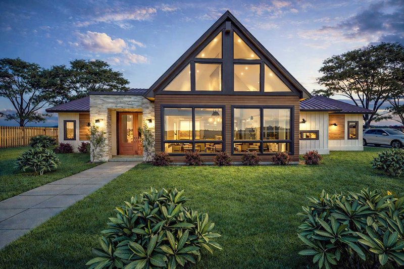 Exterior - Front Elevation 2 for Cabin House Plan #1101-66 - 2 bed, 2 bath