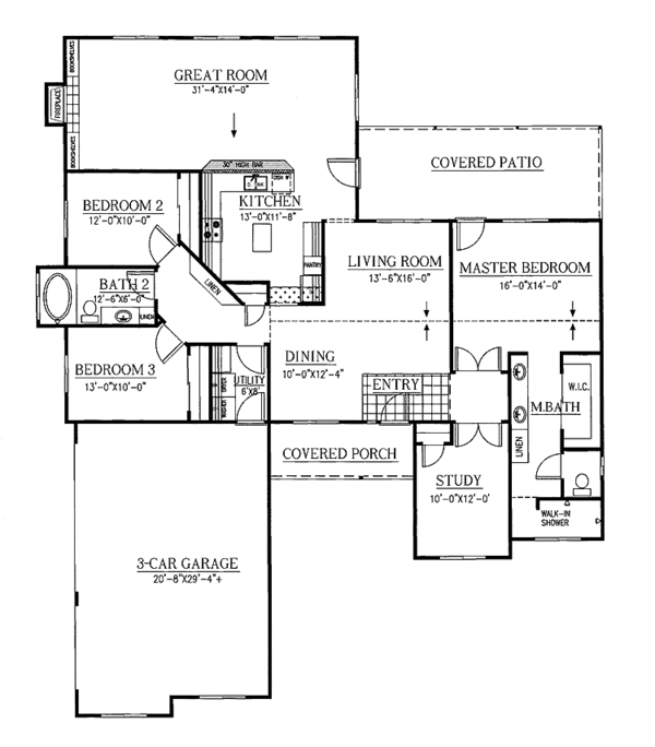 Architectural House Design - Ranch Floor Plan - Main Floor Plan #437-67