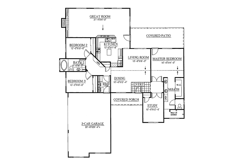 Dream House Plan - Floor Plan - Main Floor for Ranch House Plan #437-67 - 3 bed, 2 bath
