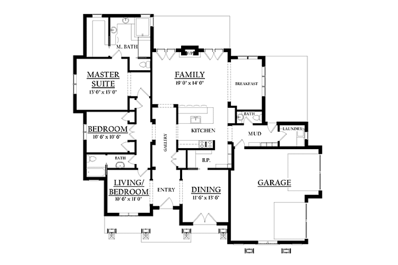 House Plan Design - Floor Plan - Main Floor for Prairie House Plan #937-28 - 3 bed, 2.5 bath