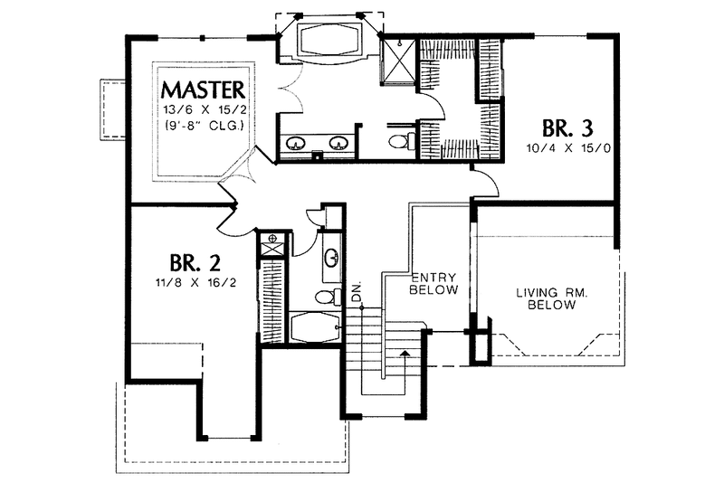 Architectural House Design - Floor Plan - Upper Floor for Mediterranean House Plan #48-785 - 4 bed, 3.5 bath