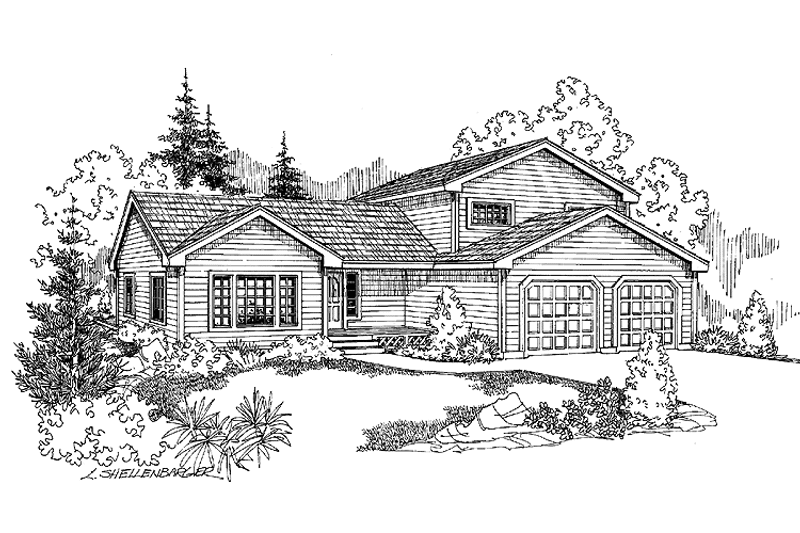 Home Plan - Exterior - Front Elevation 3 for Traditional House Plan #60-1037 - 3 bed, 2.5 bath