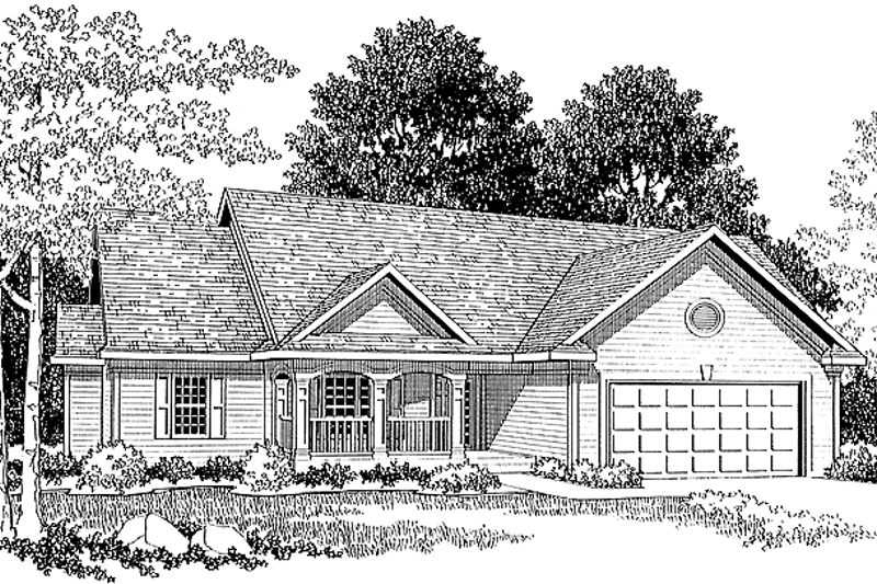 Architectural House Design - Country Exterior - Front Elevation Plan #70-1335