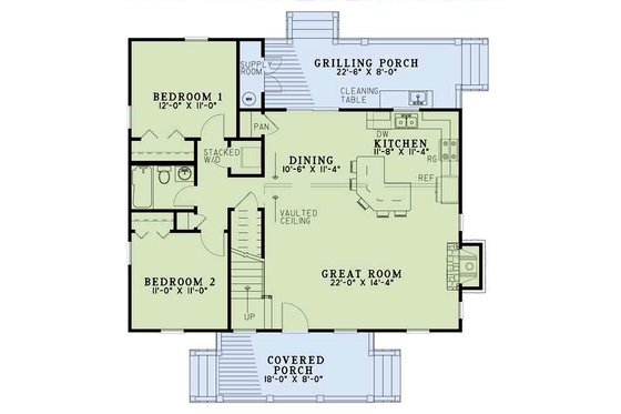 Floor Plan - Main Floor for Cottage House Plan #17-2018 - 3 bed, 2 bath