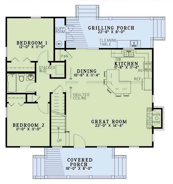 House Plan Design - Cottage Floor Plan - Main Floor Plan #17-2018