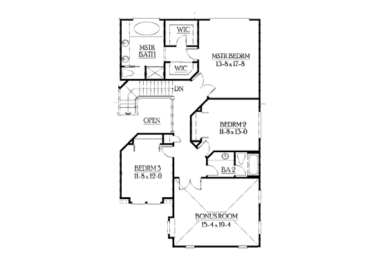 Floor Plan - Upper Floor for Craftsman House Plan #132-399 - 5 bed, 3.5 bath