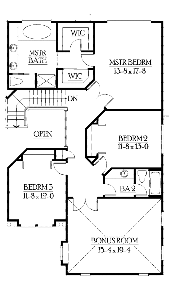 Craftsman Floor Plan - Upper Floor Plan #132-399