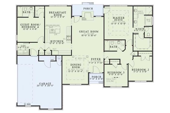 Floor Plan - Main Floor for Traditional House Plan #17-1040 - 4 bed, 3 bath