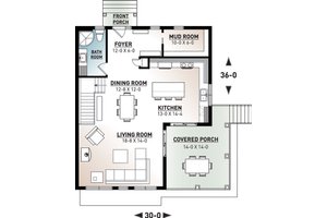 Floor Plan - Main Floor for Cottage House Plan #23-2713 - 3 bed, 2 bath