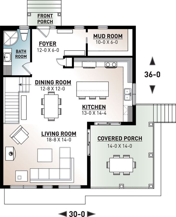Architectural House Design - Cottage Floor Plan - Main Floor Plan #23-2713