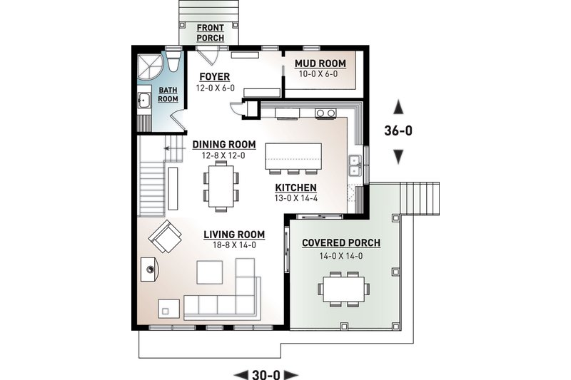 House Plan Design - Floor Plan - Main Floor for Cottage House Plan #23-2713 - 3 bed, 2 bath