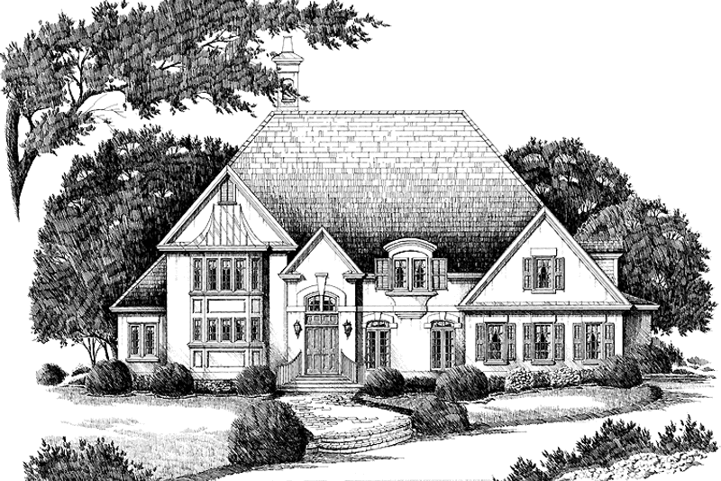 Home Plan - Exterior - Front Elevation 3 for European House Plan #429-156 - 4 bed, 4.5 bath