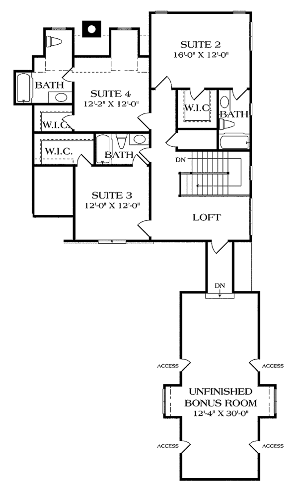 Architectural House Design - Tudor Floor Plan - Upper Floor Plan #453-447