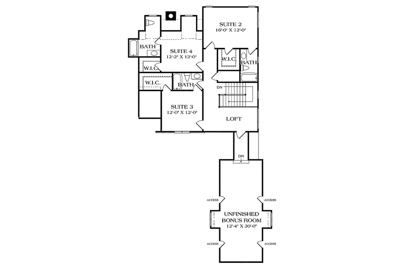 Dream House Plan - Floor Plan - Upper Floor for Tudor House Plan #453-447 - 4 bed, 4.5 bath