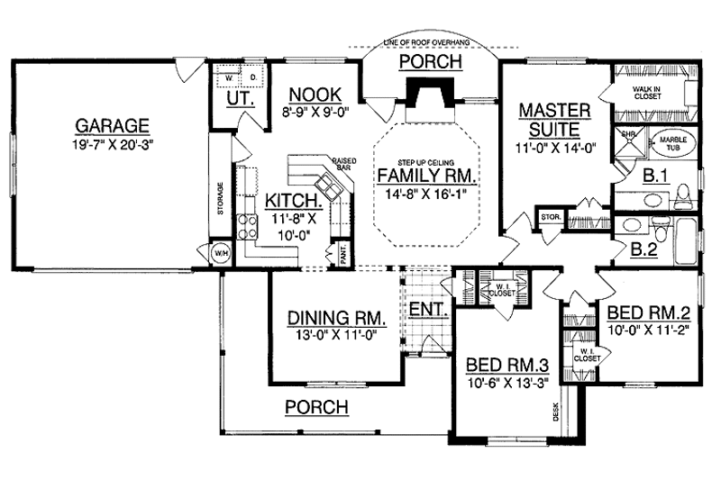 Home Plan - Floor Plan - Main Floor for Traditional House Plan #40-498 - 3 bed, 2 bath