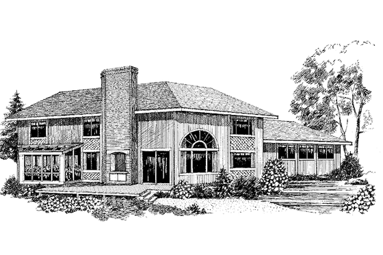 Exterior - Front Elevation 3 for Mediterranean House Plan #60-956 - 4 bed, 3.5 bath