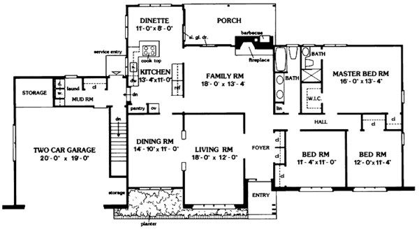 Architectural House Design - Ranch Floor Plan - Main Floor Plan #456-45