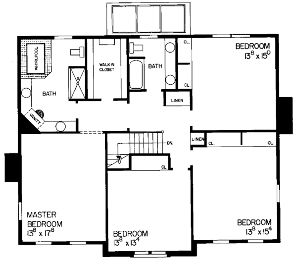 Home Plan - Tudor Floor Plan - Upper Floor Plan #72-794