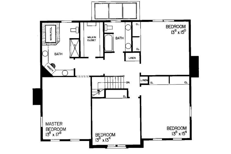 Home Plan - Floor Plan - Upper Floor for Tudor House Plan #72-794 - 4 bed, 2 bath