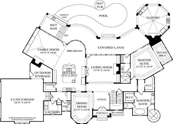 Architectural House Design - Mediterranean Floor Plan - Main Floor Plan #453-574