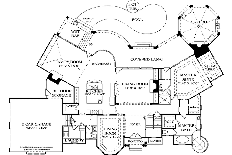 Home Plan - Floor Plan - Main Floor for Mediterranean House Plan #453-574 - 3 bed, 4.5 bath
