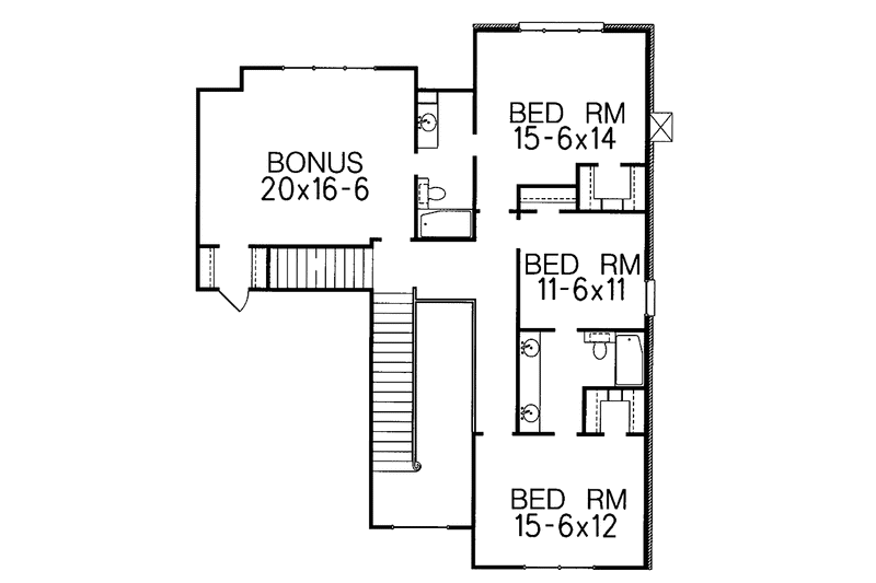 Architectural House Design - Floor Plan - Upper Floor for Traditional House Plan #15-316 - 4 bed, 4.5 bath